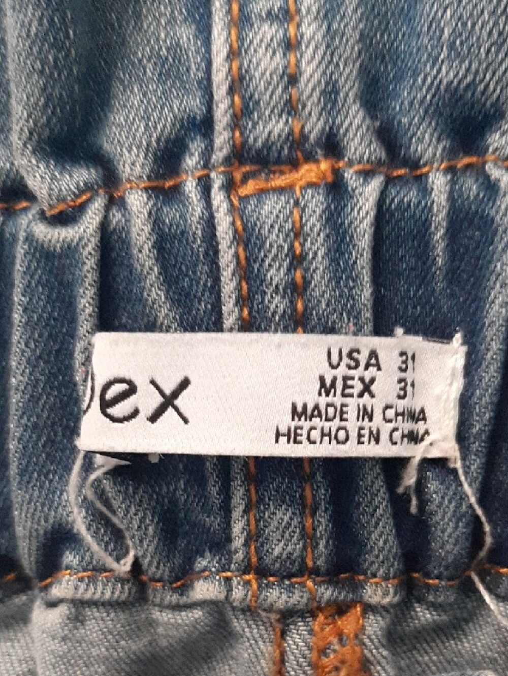 Dex💙Blue Denim Mini Skirt Elastic Waist Zipper+2 Buttons Front Pockets Sz 31 - Picture 4 of 8